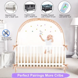 Safety Stars Crib Tent to Keep Baby from Climbing Out,Woderful Breathable Pop-up Mosquito Net Protable Baby Tent
