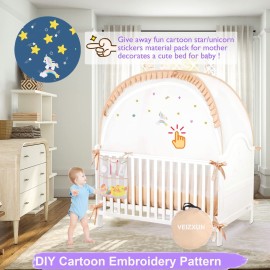 Safety Stars Crib Tent to Keep Baby from Climbing Out,Woderful Breathable Pop-up Mosquito Net Protable Baby Tent