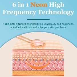 High Frequency Facial Wand - UUPAS Portable Handheld High Frequency Facial Machine with 6 Different Orange Tubes for Face/Hair/Body Home Use Device