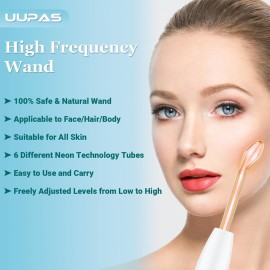 High Frequency Facial Wand - UUPAS Portable Handheld High Frequency Facial Machine with 6 Different Orange Tubes for Face/Hair/Body Home Use Device