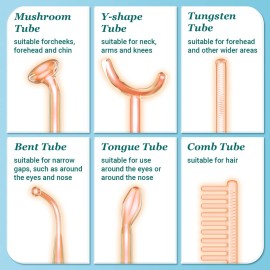 High Frequency Facial Wand - UUPAS Portable Handheld High Frequency Facial Machine with 6 Different Orange Tubes for Face/Hair/Body Home Use Device