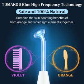 High Frequency Facial Wand - TUMAKOU Portable Handheld Blue High Frequency Facial Machine - 4 Different Blue Glass Tubes for Skin High Frequency Facial Wand - TUMAKOU Portable Handheld Blue High Frequency Facial Machine - 4 Different Blue Glass Tubes for Skin