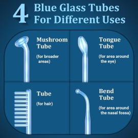 High Frequency Facial Wand - TUMAKOU Portable Handheld Blue High Frequency Facial Machine - 4 Different Blue Glass Tubes for Skin High Frequency Facial Wand - TUMAKOU Portable Handheld Blue High Frequency Facial Machine - 4 Different Blue Glass Tubes for Skin