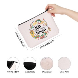 Kindergarten Squad Tiny Human Tamer Teacher Gift Kindergarten Teacher Appreciation Gift Makeup Bag (Human Tamer)