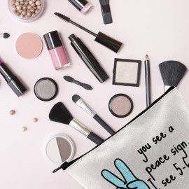 TSOTMO Novelty Labor & Delivery Nurse Gift You See A Peace Sign I See 5-6 cm OBGYN Zipper Pouch Makeup Bag (Peace Sign)