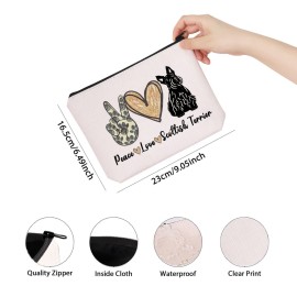 Scottish Terrier Mama Gift: Peace Love Cute Puppy Themed Makeup Bag for Dog Lover (PLScottish Terrier)