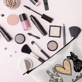 Scottish Terrier Mama Gift: Peace Love Cute Puppy Themed Makeup Bag for Dog Lover (PLScottish Terrier)