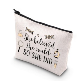 TSOTMO Laboratory Technician Gift She Believed She Could So She Did Biology Chemistry Graduation Gift Makeup Bag (She Believed lab tech)