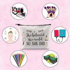 TSOTMO Laboratory Technician Gift She Believed She Could So She Did Biology Chemistry Graduation Gift Makeup Bag (She Believed lab tech)