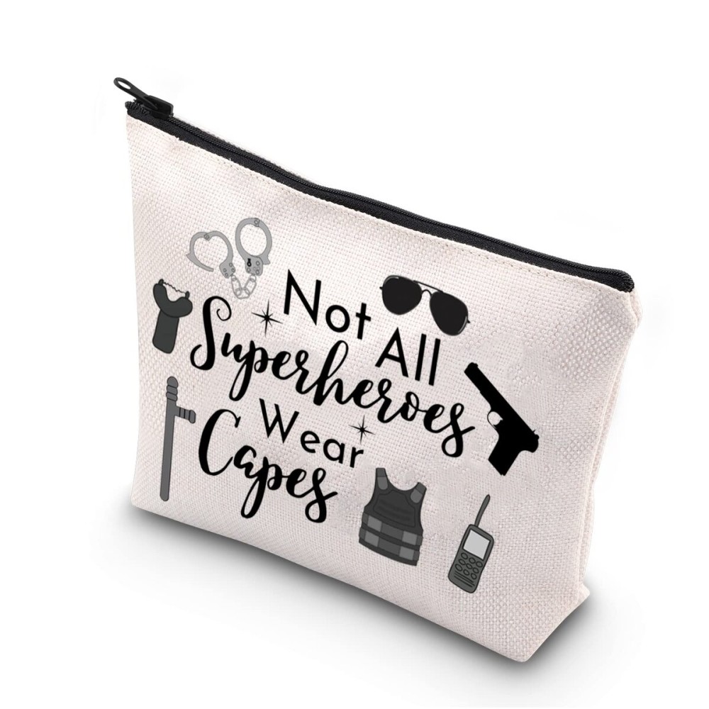 TSOTMO Police Officer Gift: Not All Superheroes Wear Capes Police Woman Appreciation Zipper Pouch Makeup Bag