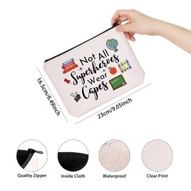 TSOTMO Teacher Appreciation Gift Not All Superheroes Wear Capes End of Year Teacher Pen Pouch Gift (Wear capes teacher)
