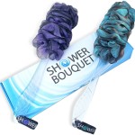 SHOWER BOUQUET Loofah-Charcoal Back-Scrubber Color-2-Pack // Long-Handle-Loofa-Lufa Bath-Sponge Brush/Extra Large Soft Mesh for Men & Women - Exfoliate with Full Pure Cleanse in Bathing Accessories