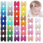 80Pcs Hair bow Clips 2Inch Mini Hair Clips for Baby Fine Hair Grosgrain Ribbon Bows Metal Alligator Clips Non-slip Baby Hair Clips for Baby Girls Infants Toddlers 40 Colors in Pairs