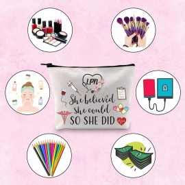 TSOTMO Licensed Practical Nurse Gift She Believed She Could So She Did 2023 Nurse Graduation Gift Makeup Bag (She Believed LPN)
