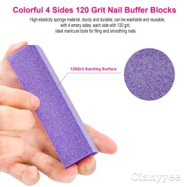 20PCS Nail File Buffer Set for Natural Nails,100 180 Grit Nail File,4 Sides 120 Grit Sanding Buffer Nail Block for Gel Acrylic Nails Professional Manicure Tool,Purple