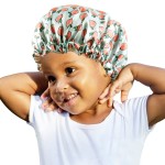 ELIHAIR Kids Satin Bonnet Sleeping Cap for Natural Hair Teens Toddler Child Baby Adjustable Satin Cap for Night Sleeping Reversible Double Pink Peaches