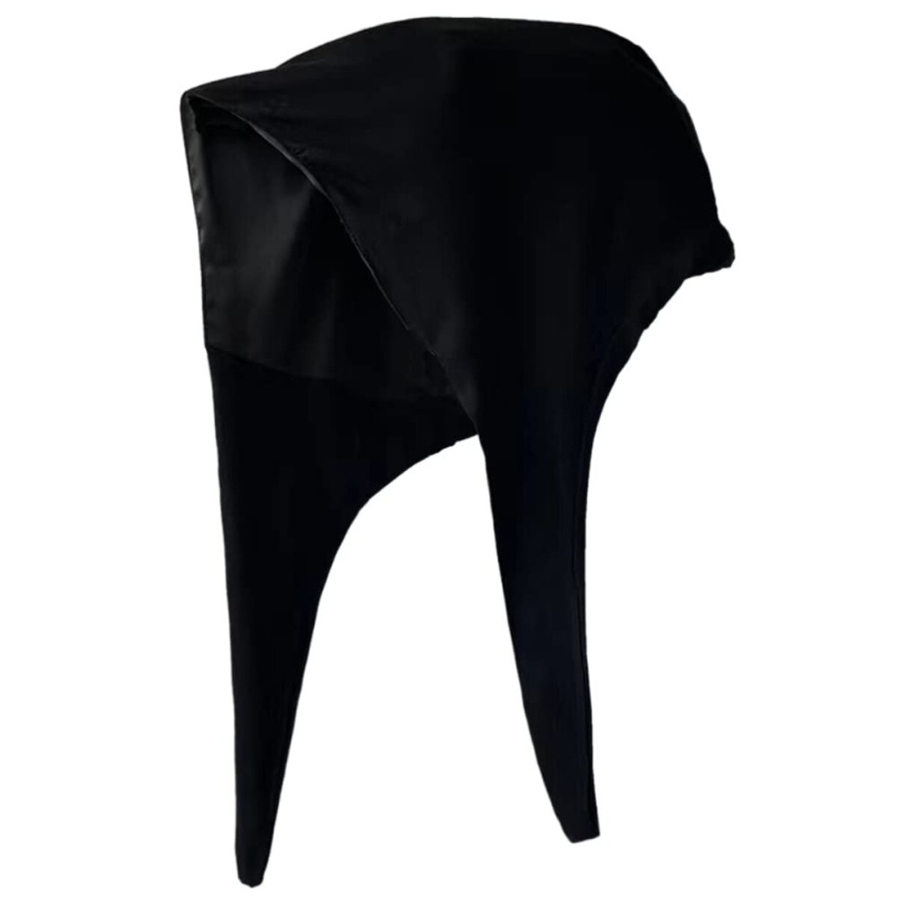 Belsen Satin Bonnet Silk Bonnet Sleep Cap Satin Lined Slouchy Beanie Night Sleeping Hat Adjustable for Curly Hair (Black)