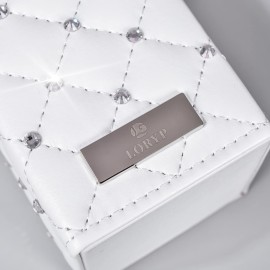 LORYP Makeup Brush Holder Crystal Brushes Cup White PU Make up Brush Case Bag Storage for Women (White)