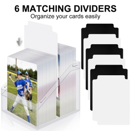 Mlikero Card Deck Cases, 6 Pack Acrylic Commander Deck Box Holding 100+ Sleeved Cards with 6 Dividers, Sturdy Card Storage Box Fit for MTG, TCG, Sports Cards (Clear&Black)