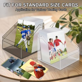 Mlikero Card Deck Cases, 6 Pack Acrylic Commander Deck Box Holding 100+ Sleeved Cards with 6 Dividers, Sturdy Card Storage Box Fit for MTG, TCG, Sports Cards (Clear&Black)