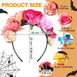WILLBOND 3 Pcs Mexican Rose Flower Crown Headband Day of The Dead Headband Halloween Cosplay Headpiece(Fresh Colors) WILLBOND 3 Pcs Mexican Rose Flower Crown Headband Day of The Dead Headband Halloween Cosplay Headpiece(Fresh Colors)