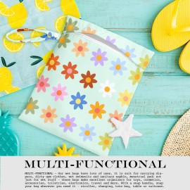 zcyxuuw Wet Bag Wet Dry Bag Wet Bag for Swimsuit Travel Beach Pool Diapers Dirty Yoga Gym Clothes Toiletries Makeup Bag Waterproof Reusable Cute Daisy Floral Flower