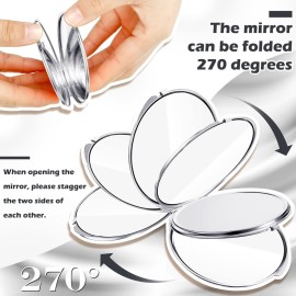 Yalikop 8 Pcs Portable Folding Compact Mirror Bulk with 1X 2X Magnification Double Sided Mini Travel Makeup Mirror for Women Bridesmaid Gifts(Silver)