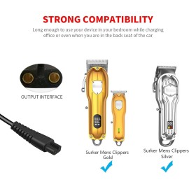 MEROM Charger Cord Compatible with SURKER Mens Hair Grooming Trimmer K7S K7S-Silver K7S-Gold K9S SK-1616 Replacement Hair Clipper Power Cable