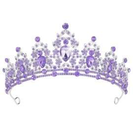 Didder Crystal Crown Tiara for Women - Purple, Silver, Wedding & Party Tiaras