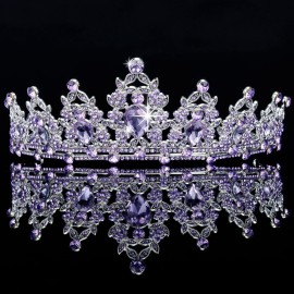 Didder Crystal Crown Tiara for Women - Purple, Silver, Wedding & Party Tiaras