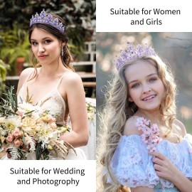 Didder Crystal Crown Tiara for Women - Purple, Silver, Wedding & Party Tiaras