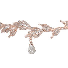 Nydotd Rhinestone Leaf Wedding Tiara Crown with 2 Pairs Elf Ear, Rhinestone Headband Headdress and Latex Fairy Pixie Ears Goblin Ears for Brides Pageants Wedding Halloween Cosplay Party Costume