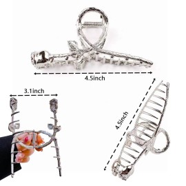Fuyunohi Flower Clips, Large Flower Hair Clips Jaw Clips Hair Claws for Women (Gold/Silver Rose) Fuyunohi Flower Clips, Large Flower Hair Clips Jaw Clips Hair Claws for Women (Gold/Silver Rose)