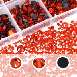 Hotfix Rhinestones Flatback, 6616Pcs Hot Fix Crystals Diamond Art Accessories, 5 Mixed Sizes Bedazzler Kit with Rhinestones for Clothes, DIY Crafting(Orange)