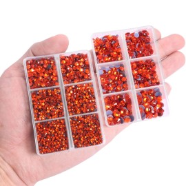 Hotfix Rhinestones Flatback, 6616Pcs Hot Fix Crystals Diamond Art Accessories, 5 Mixed Sizes Bedazzler Kit with Rhinestones for Clothes, DIY Crafting(Orange)