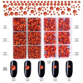 Hotfix Rhinestones Flatback, 6616Pcs Hot Fix Crystals Diamond Art Accessories, 5 Mixed Sizes Bedazzler Kit with Rhinestones for Clothes, DIY Crafting(Orange)