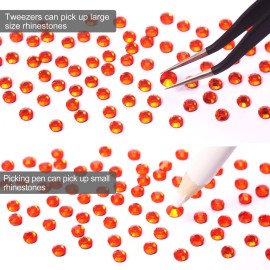 Hotfix Rhinestones Flatback, 6616Pcs Hot Fix Crystals Diamond Art Accessories, 5 Mixed Sizes Bedazzler Kit with Rhinestones for Clothes, DIY Crafting(Orange)