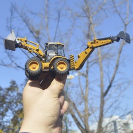 Ailejia Die-cast Backhoe Loader Excavator Truck Toys Heavy Duty Wheeled 1/50 Metal Engineering Vehicle Construction Tractor Model Toy for Boys (Backhoe)