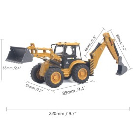 Ailejia Die-cast Backhoe Loader Excavator Truck Toys Heavy Duty Wheeled 1/50 Metal Engineering Vehicle Construction Tractor Model Toy for Boys (Backhoe)