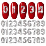 WOKOTO 30pcs Silver Number Nail Charms And Rhinestones (0-9) 3d Number Rhinestones For Nails Luxury Alloy Arabic Numerals Nail Number Charms For Nails Nail Jewelry Gemstones For Nail Art Gems