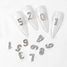 WOKOTO 30pcs Silver Number Nail Charms And Rhinestones (0-9) 3d Number Rhinestones For Nails Luxury Alloy Arabic Numerals Nail Number Charms For Nails Nail Jewelry Gemstones For Nail Art Gems WOKOTO 30pcs Silver Number Nail Charms And Rhinestones (0-9) 3d Number Rhinestones For Nails Luxury Alloy Arabic Numerals Nail Number Charms For Nails Nail Jewelry Gemstones For Nail Art Gems
