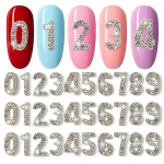 WOKOTO 30Pcs Gold 3d Numbers For Nails Number Rhinestones Charms For Acrylic Nails Number Nail Charms For Women Girls Nail Art Charms Gold Nail Jewels Gems For Nails Accessories Gems