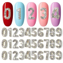 WOKOTO 30Pcs Gold 3d Numbers For Nails Number Rhinestones Charms For Acrylic Nails Number Nail Charms For Women Girls Nail Art Charms Gold Nail Jewels Gems For Nails Accessories Gems