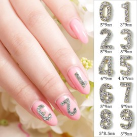 WOKOTO 30Pcs Gold 3d Numbers For Nails Number Rhinestones Charms For Acrylic Nails Number Nail Charms For Women Girls Nail Art Charms Gold Nail Jewels Gems For Nails Accessories Gems