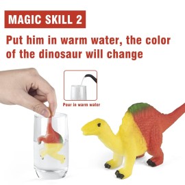 Color Changing Dinosaur Toys,15 Pieces Changing Color Dinosaur Set,Mold Free Bath Toys,Great Gift for Kids Boys and Girls,for Easter Egg Fillers,Goodie Bags Fillers,Themed Party