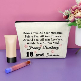 18th Birthday Gifts for Girls Makeup Bag Birthday Gifts for Women 18 Years Old Happy Birthday Gifts for Sister Cosmetic Bag Gifts for Your Daughter Turning 18 Born in 2006 Gifts Travel Pouch