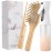 Water Mister Spray Bottle for hair - 3pc set w/bamboo brush, rat tail combs & Continuous spray bottle for hair | Natural Bamboo hair brush & Wooden Comb w/fine misting spray bottles (Rose Gold)