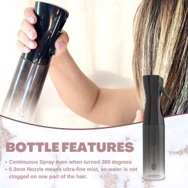 klara faire heatless curler companion set - 3pc set w/bamboo brush, rat tail combs & hair mister spray bottle | Natural Bamboo hair brush & Wooden Comb w/fine mist spray bottles (Black Silver)