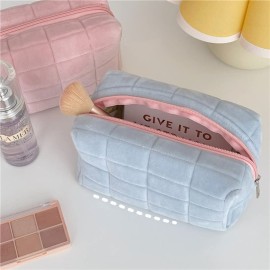 Small Cosmetic Bag Cute Makeup Bag Y2k Accessories Aesthetic Make Up Bag Y2k Purse Cosmetic Bag for Purse (blue)