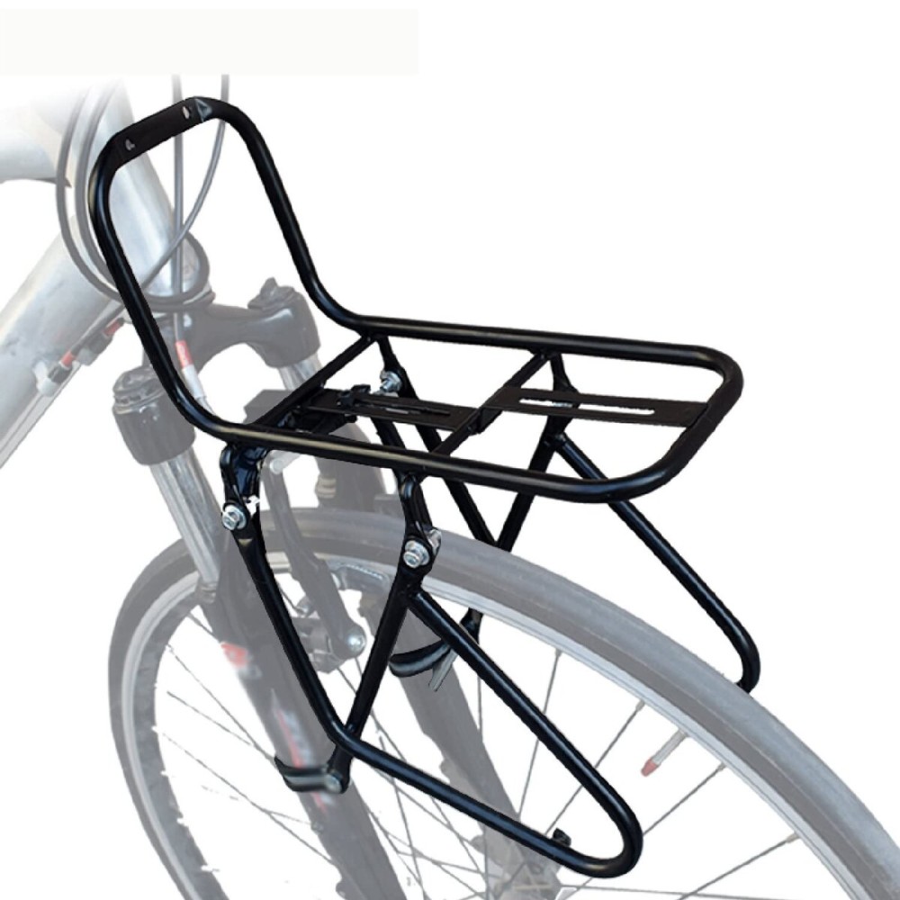 Bicycle Front Carrier Rack, 15KG Capacity Mountain Bike Pannier Rack for Cargo Luggage, Black
